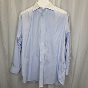 Jos. A. Bank Light Blue Basket Weave Plaid Dress Shirt Traveler's, 16.5 33